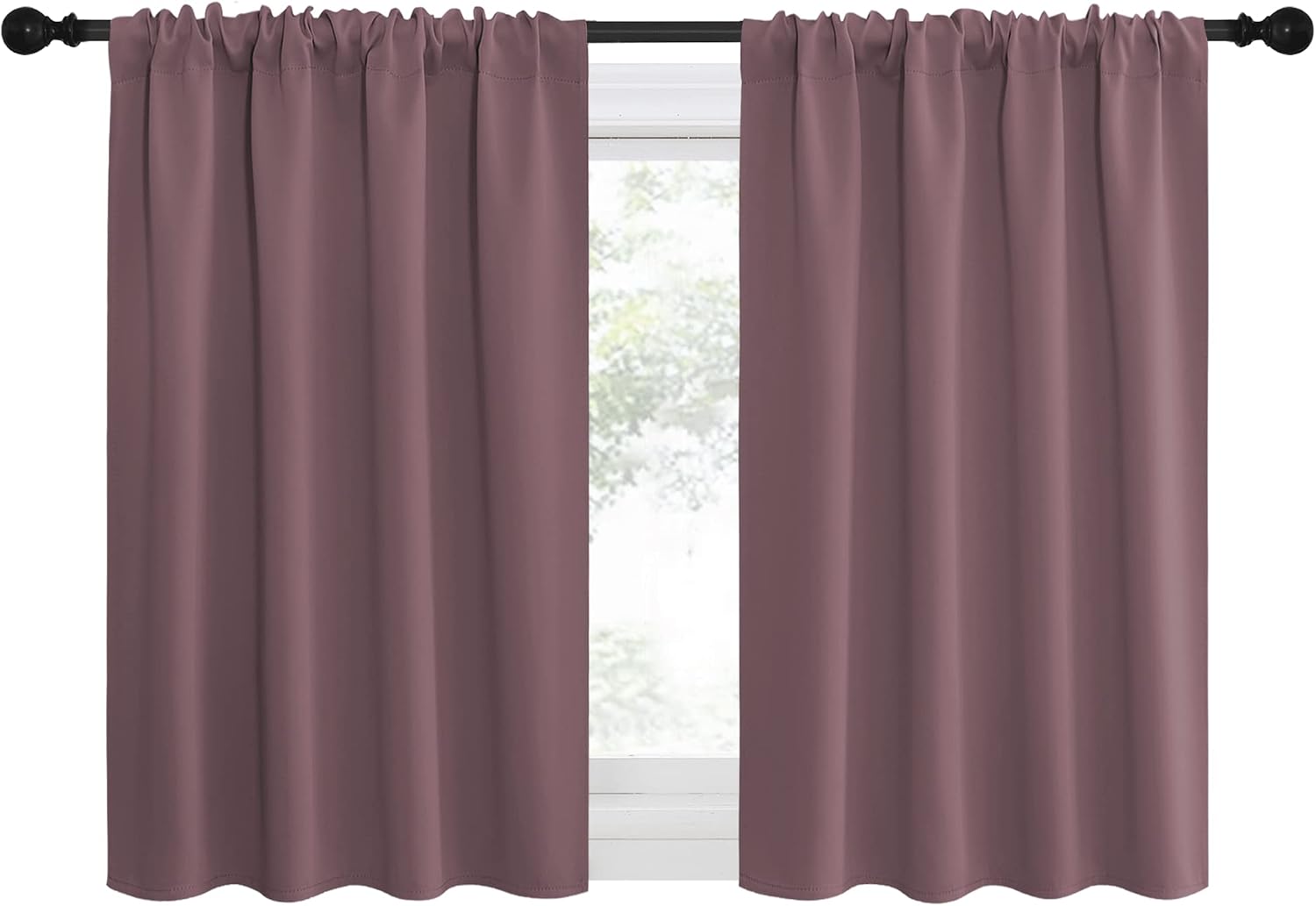 NICETOWN Kitchen Curtains, Short Blackout Curtains & Drapes, Small Window Draperies for Dining Room, Cupboard (Dry Rose, 42" W by 36" L…