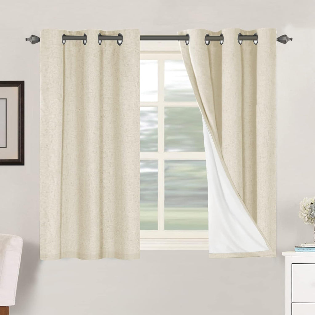 H.VERSAILTEX 100% Blackout Curtains for Bedroom Thermal Insulated Linen Textured Curtains Heat and Full Light Blocking Drapes Living Room…