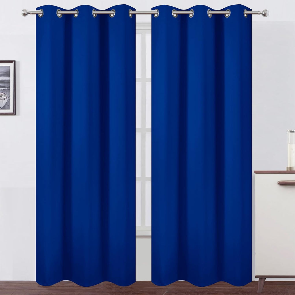 Lemomo Royal Blue Thermal Blackout Curtains/42 x 84 Inch/Set of 2 Panels Room Darkening Curtains for Bedroom 84 Inch Blue