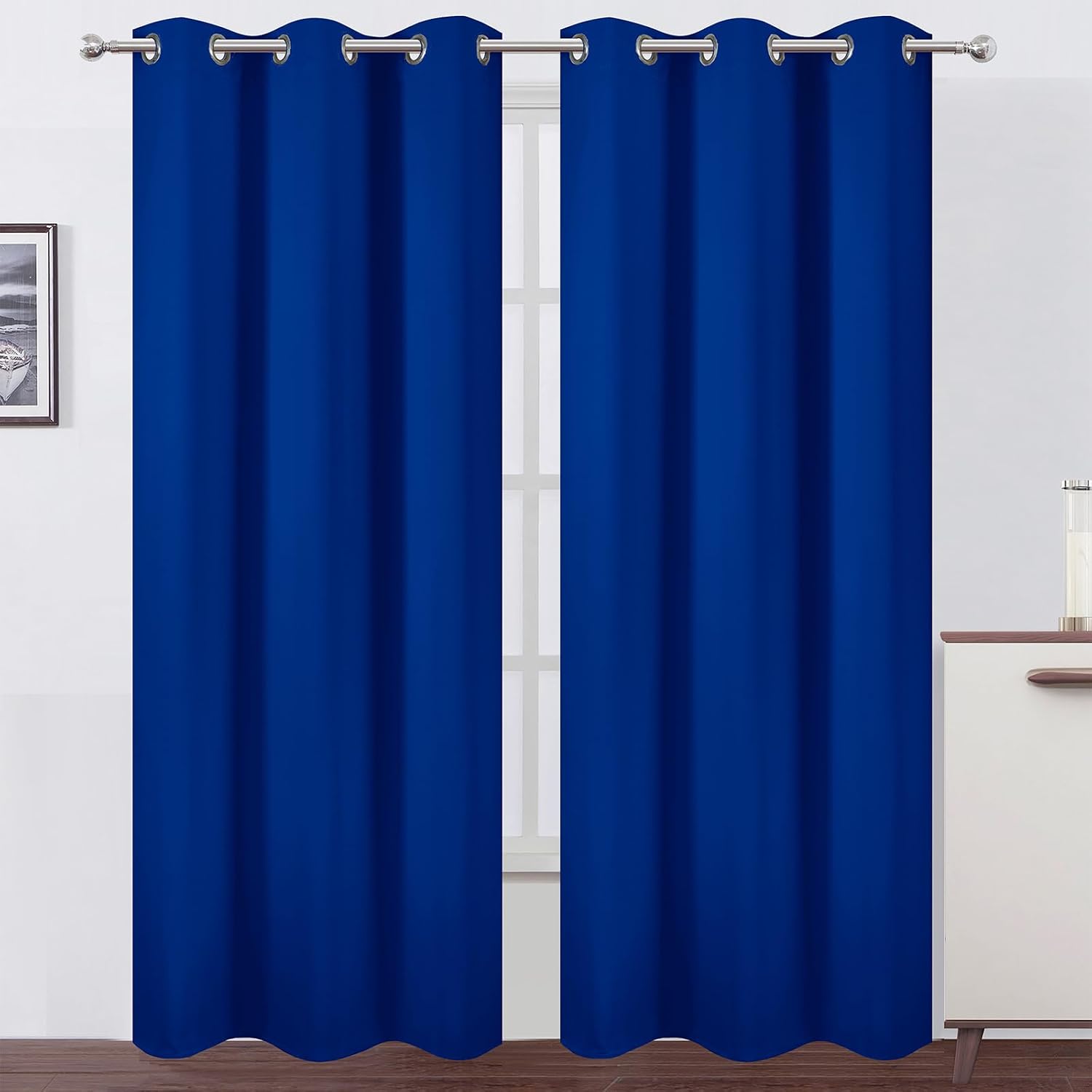 Lemomo Royal Blue Thermal Blackout Curtains/42 x 84 Inch/Set of 2 Panels Room Darkening Curtains for Bedroom 84 Inch Blue
