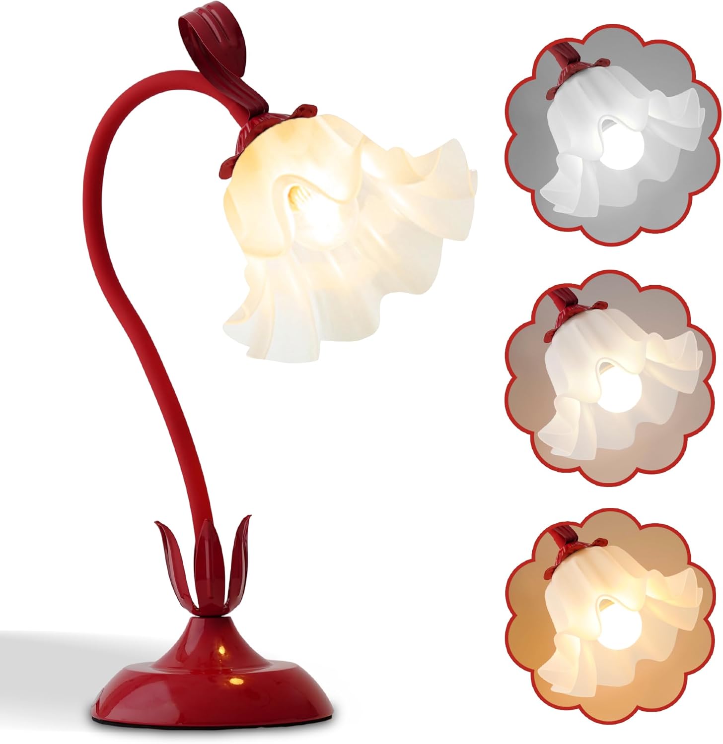 Aqdzcnf Flower Table Lamp, LED Reading Light Bedside Vintage Flower Night Light,3 Colors Modes Kawaii Bedside Lamps Decor, Living Room Bedroo…