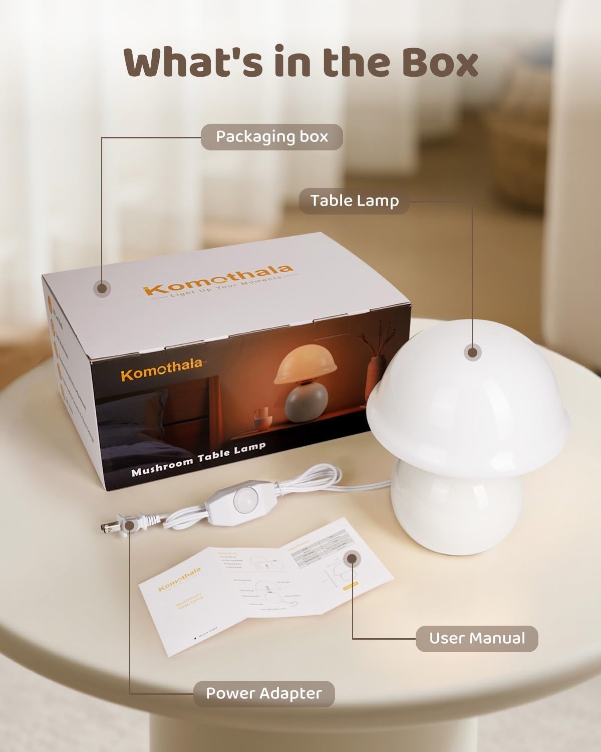 Mushroom Table Lamp for Bedroom, Cozy Bedside Lamp with Glass Shade, Stepless Dimmable Nightstand Lamp for Relaxing Bedroom Decor &…