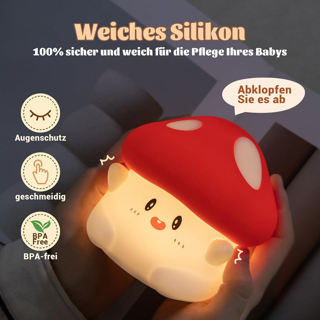 Rytinazzz Silicone Night Light for Kids, 50H Long Battery Mushroom Lamp, Gift for Kids, Cute Bedside Light for Girls Room, Rechargeable…