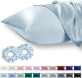 Vielit Queen Satin Pillowcase for Hair 2pc, Similar to Silk Pillow Cases, for Women, Sky Blue,20x30 & Envelope Closure and 2 Satin Scrunchies…