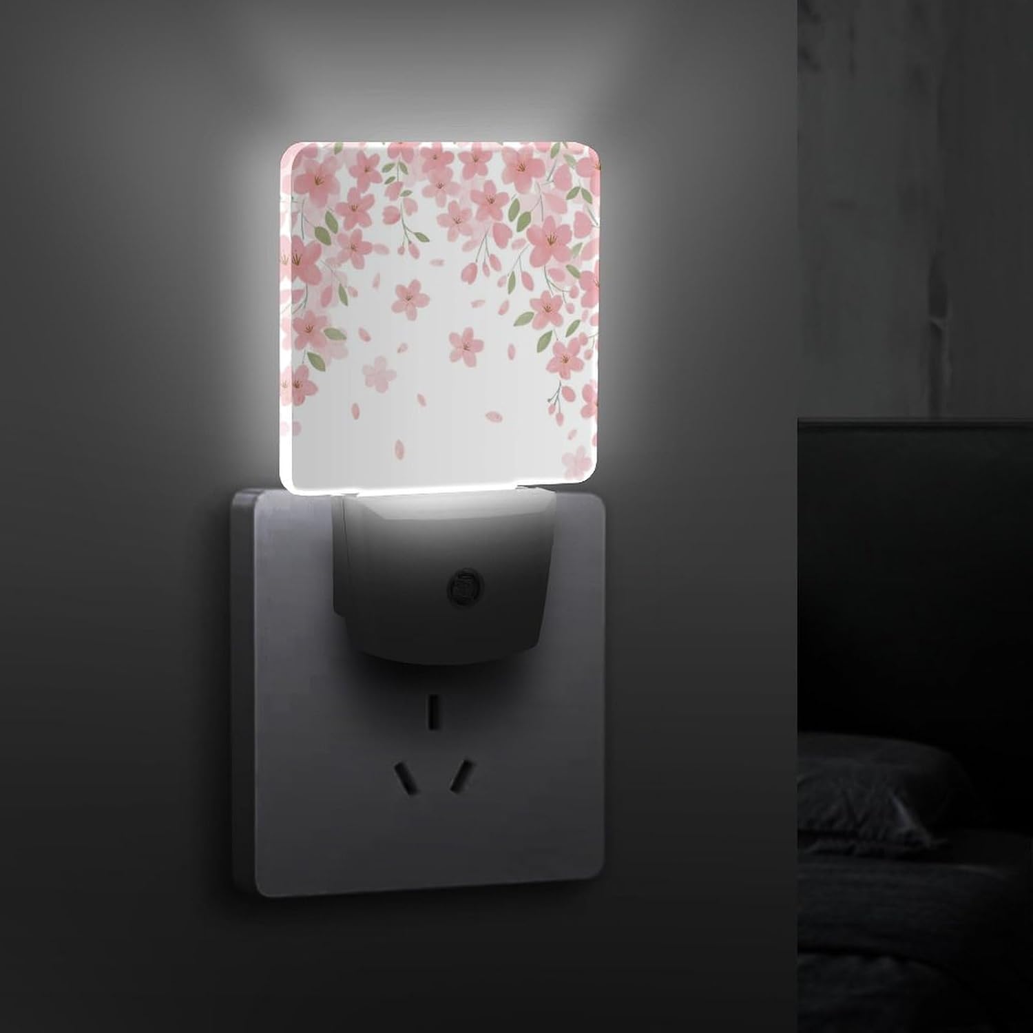 YKJAHSD Falling Flowers Night Light, Plug into Wall Decor Nightlights for Bedroom, Bathroom, Hallway, Kitchen, with Dusk to Dawn Lig…