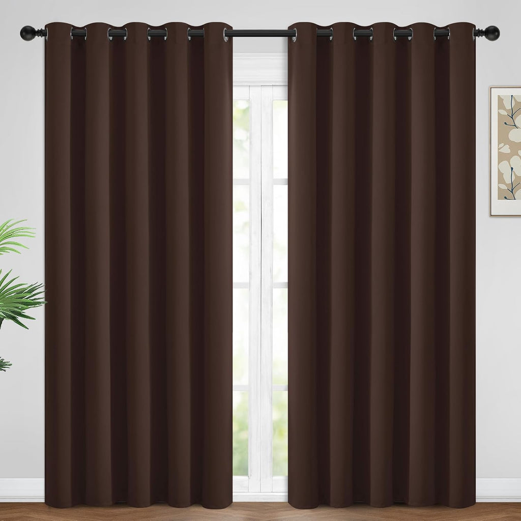 Yakamok Blackout Curtains for Bedroom 2 Panels Set 84 Inch Length Thermal Insulated Room Darkening Dark Black Out Drapery Grommet Window…