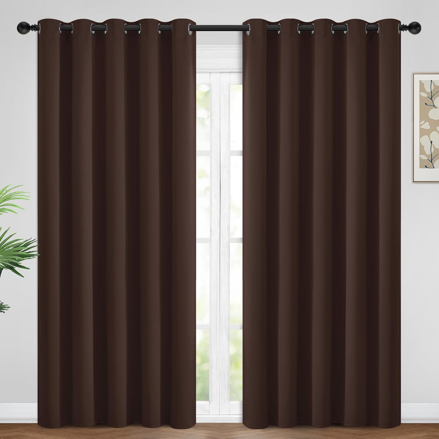 Yakamok Blackout Curtains Room Darkening Thermal Insulated Window Panels, Solid Grommet Top Drapes for Bedroom/Living Room(62Wx96L…