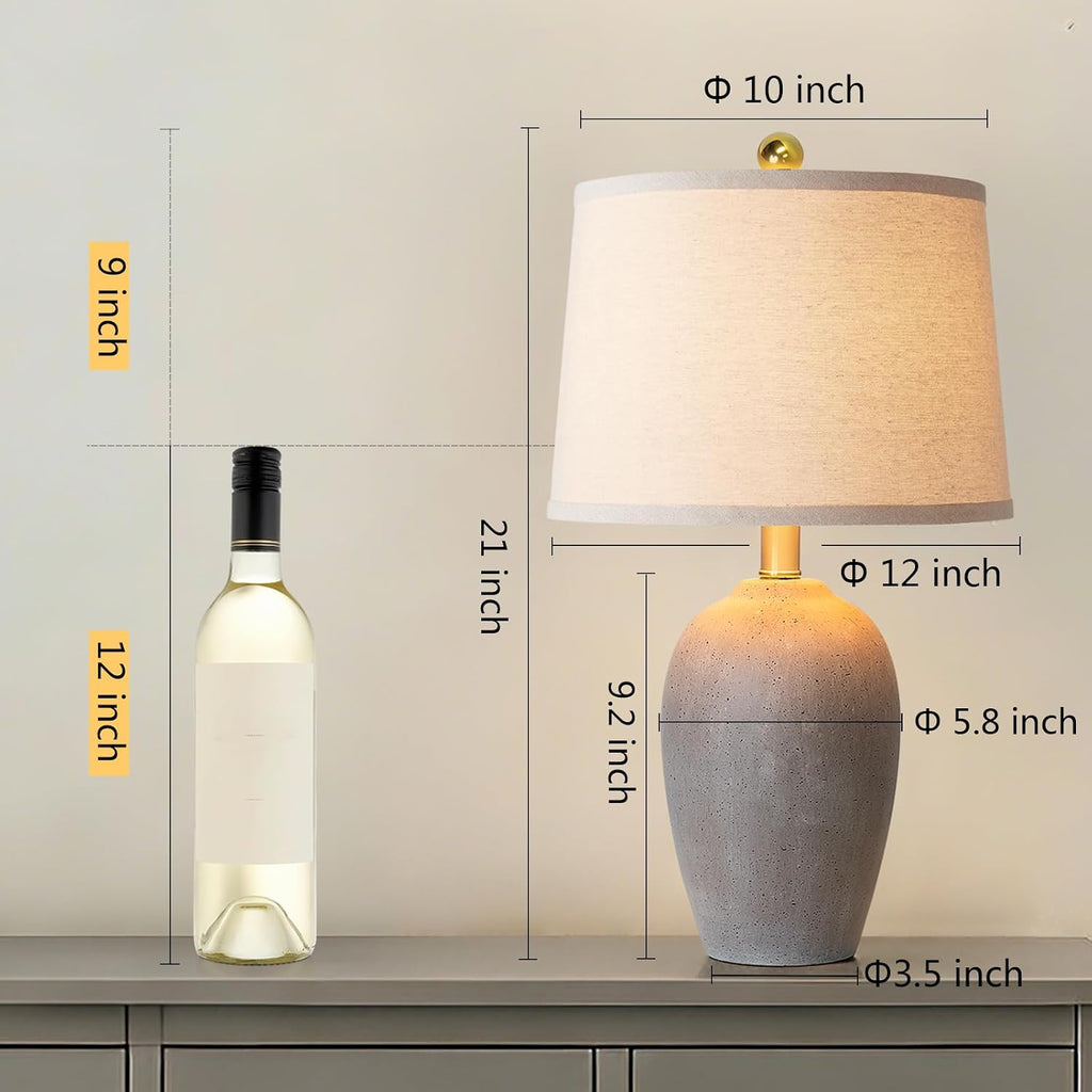 AIEAMPDO 21'' Set of 2 Farmhouse Ceramic Table Lamps for Living Room Bedroom, Nightstand Rustic Brown Desk Lamp for Bedside End Table…