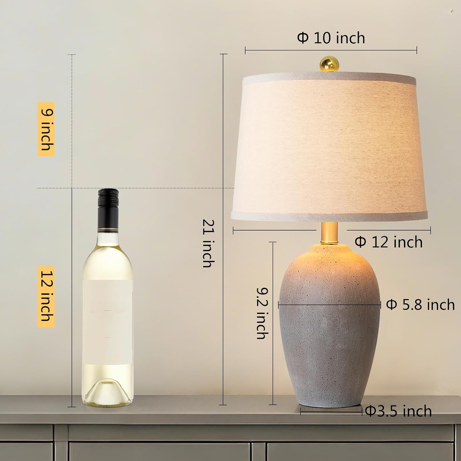 AIEAMPDO 21'' Set of 2 Farmhouse Ceramic Table Lamps for Living Room Bedroom, Nightstand Rustic Brown Desk Lamp for Bedside End Table…