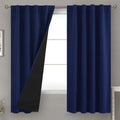 BGment Navy Blue 100% Blackout Curtains 63 Inches Long with Thermal Insulated Liner, Rod Pocket and Back Tab Double Layer Full Room…