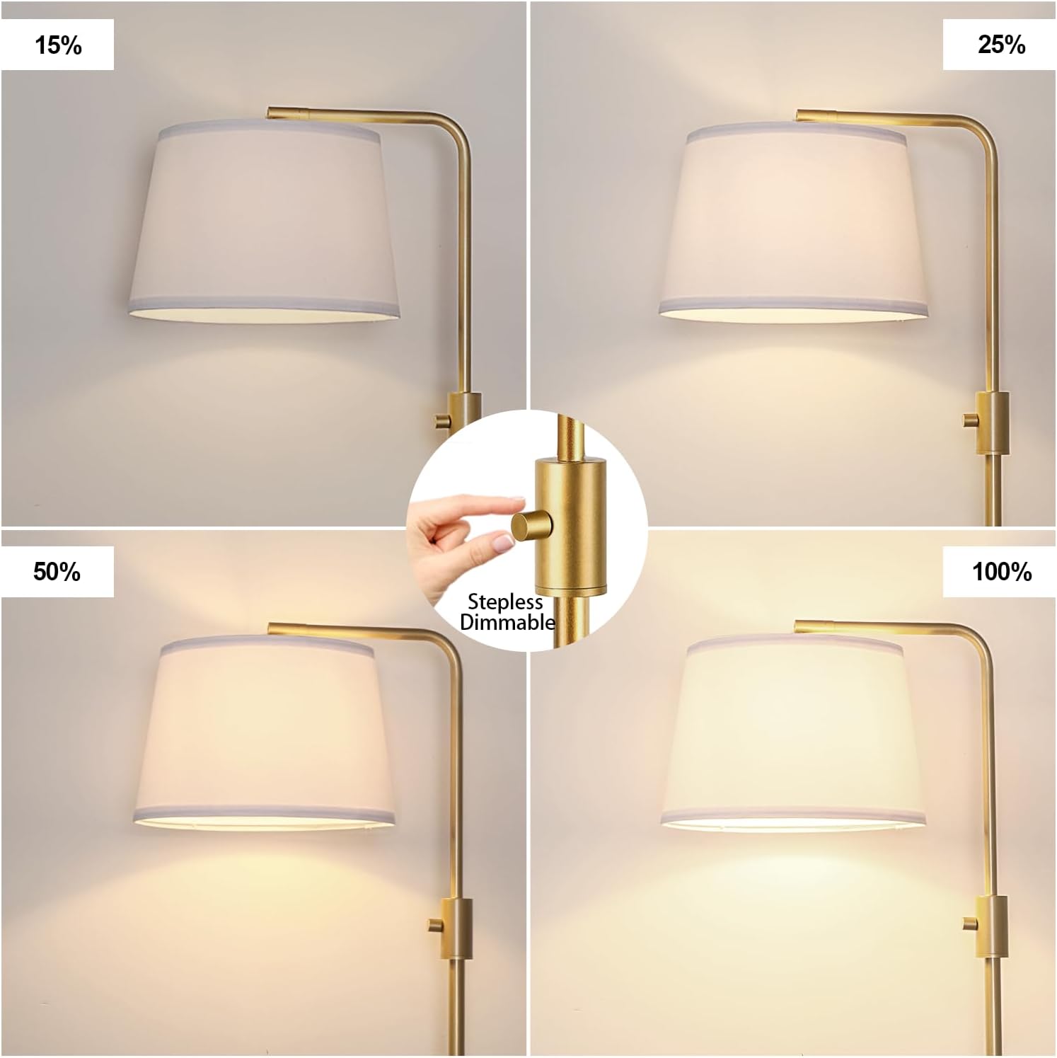 Upgraded】 Dimmable Floor Lamp, 1000 Lumens LED Edison Bulb Included, Arc Floor Lamps for Living Room Modern Standing Lamp with Shade…