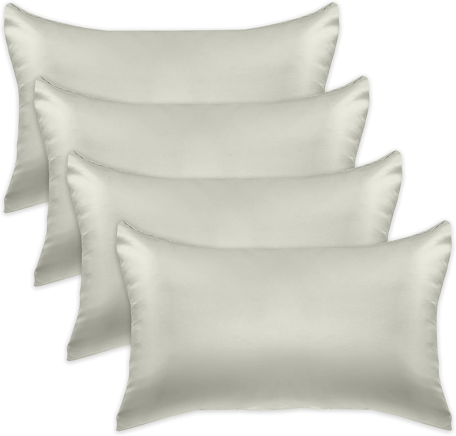 Elegantcomfort Elegant Comfort 4-Pack Cooling Viscose Satin Pillowcase Set with Hidden Zipper Closure, Silky Smooth for Hair and fabric…