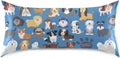 Dogs Cute Blue Print Pillow Covers Silk Pillowcase for Hair and Skin Soft Breathable Smooth Cooling Satin Pillowcase King Size Pillow…
