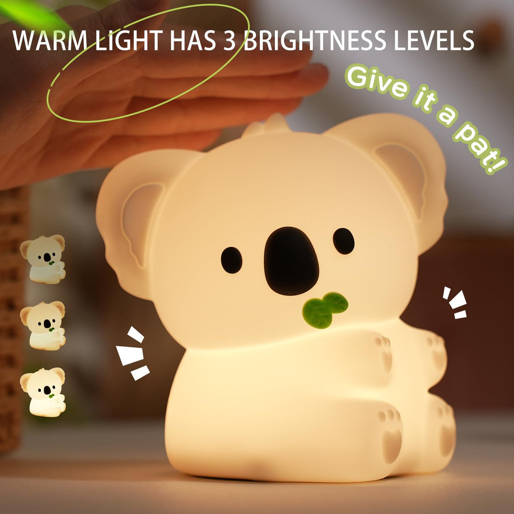 Koala Night Light, 7 Colors Dimmable Bedside Lamp, Touch Control Night Lamp with Timer for Kids Adults, Used for Camping Party Room Decor…