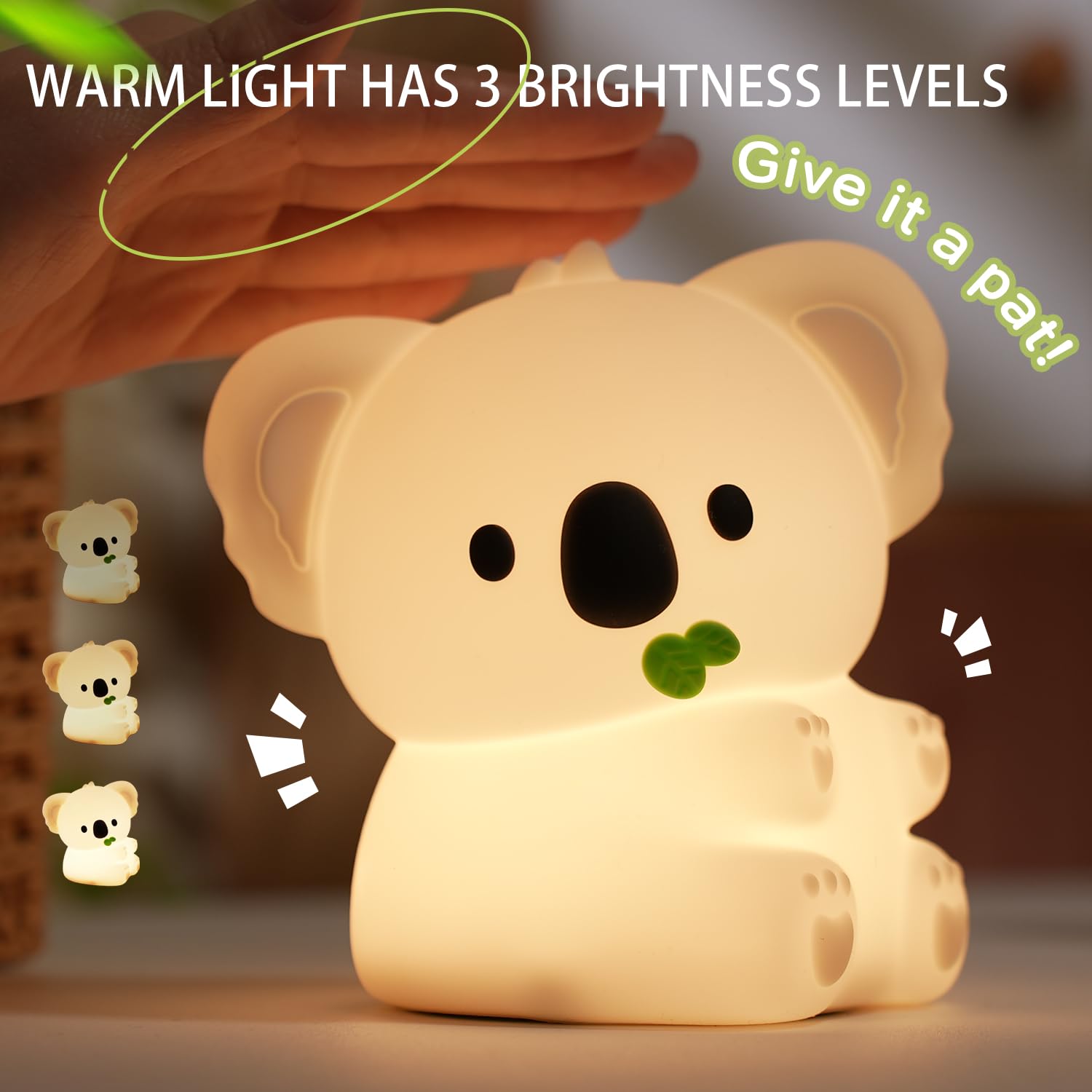 Koala Night Light, 7 Colors Dimmable Bedside Lamp, Touch Control Night Lamp with Timer for Kids Adults, Used for Camping Party Room Decor…