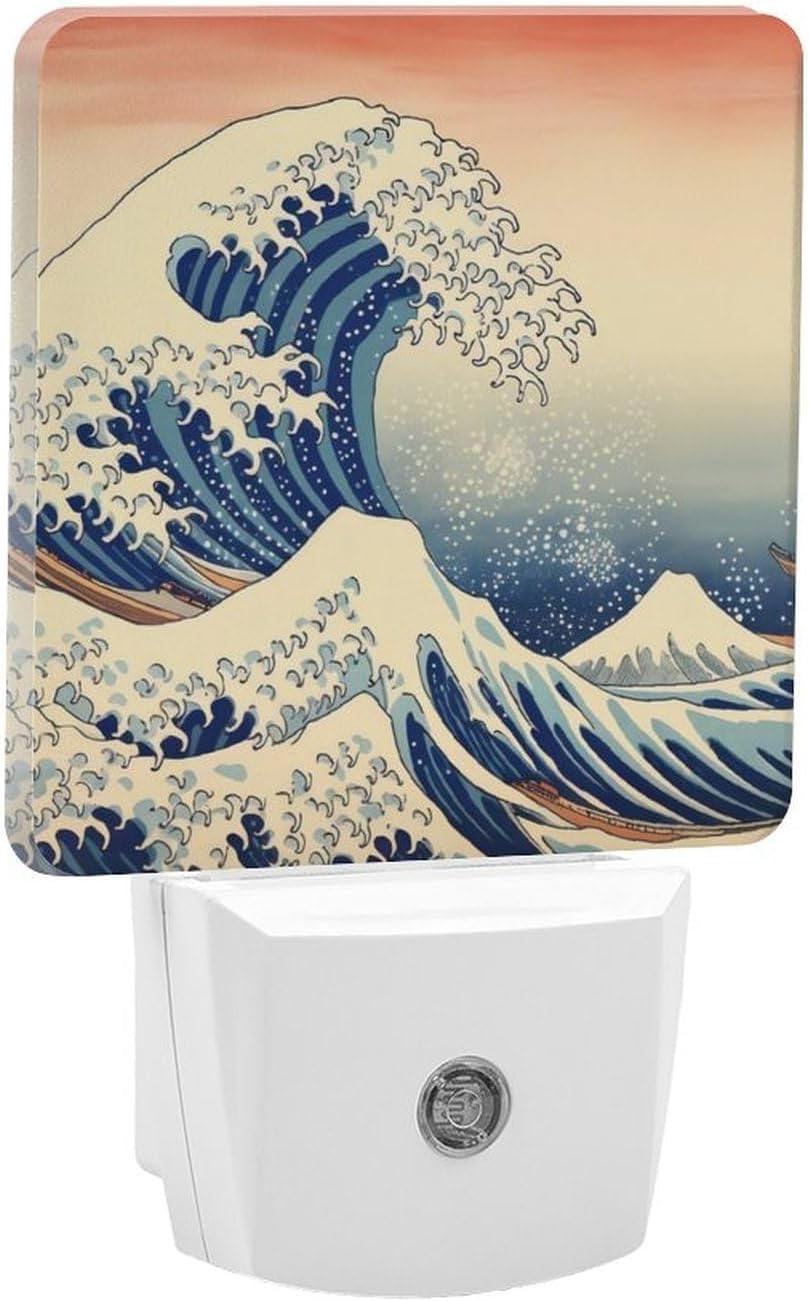 YKJAHSD Ocean Waves Night Light, Plug into Wall Decor Nightlights for Bedroom, Bathroom, Hallway, Kitchen, with Dusk to Dawn Light A…