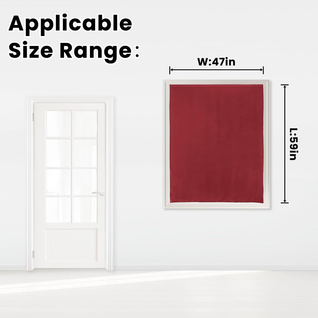 Self Adhesive Curtains, Stick Curtain Blackout Shades Window Cover Curtains for Living Room No Drilling, 47" W X 59" L, Burgundy, 1 Panel