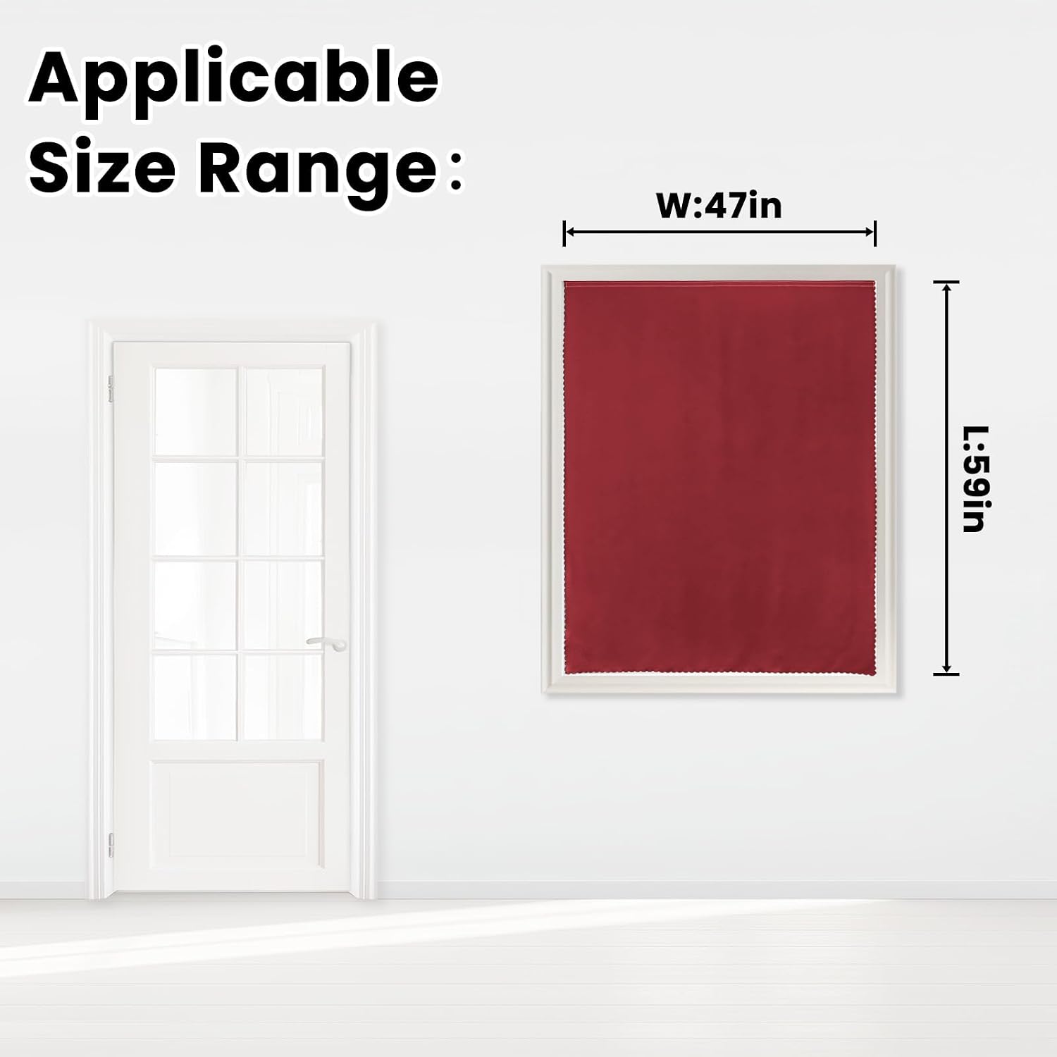 Self Adhesive Curtains, Stick Curtain Blackout Shades Window Cover Curtains for Living Room No Drilling, 47" W X 59" L, Burgundy, 1 Panel
