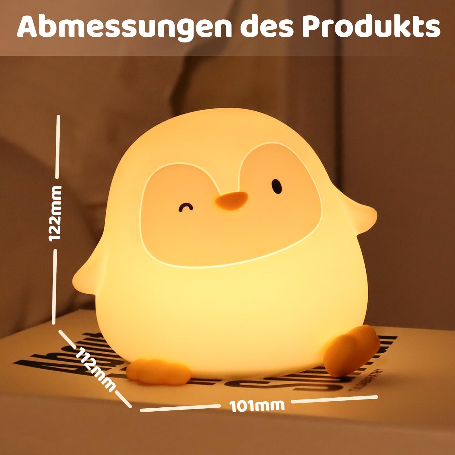 Rytinazzz Silicone Night Light for Kids, 50H Long Battery Penguin Lamp, Gift for Kids, Rechargeable Tap Control, Soft Dimmable Bedside…