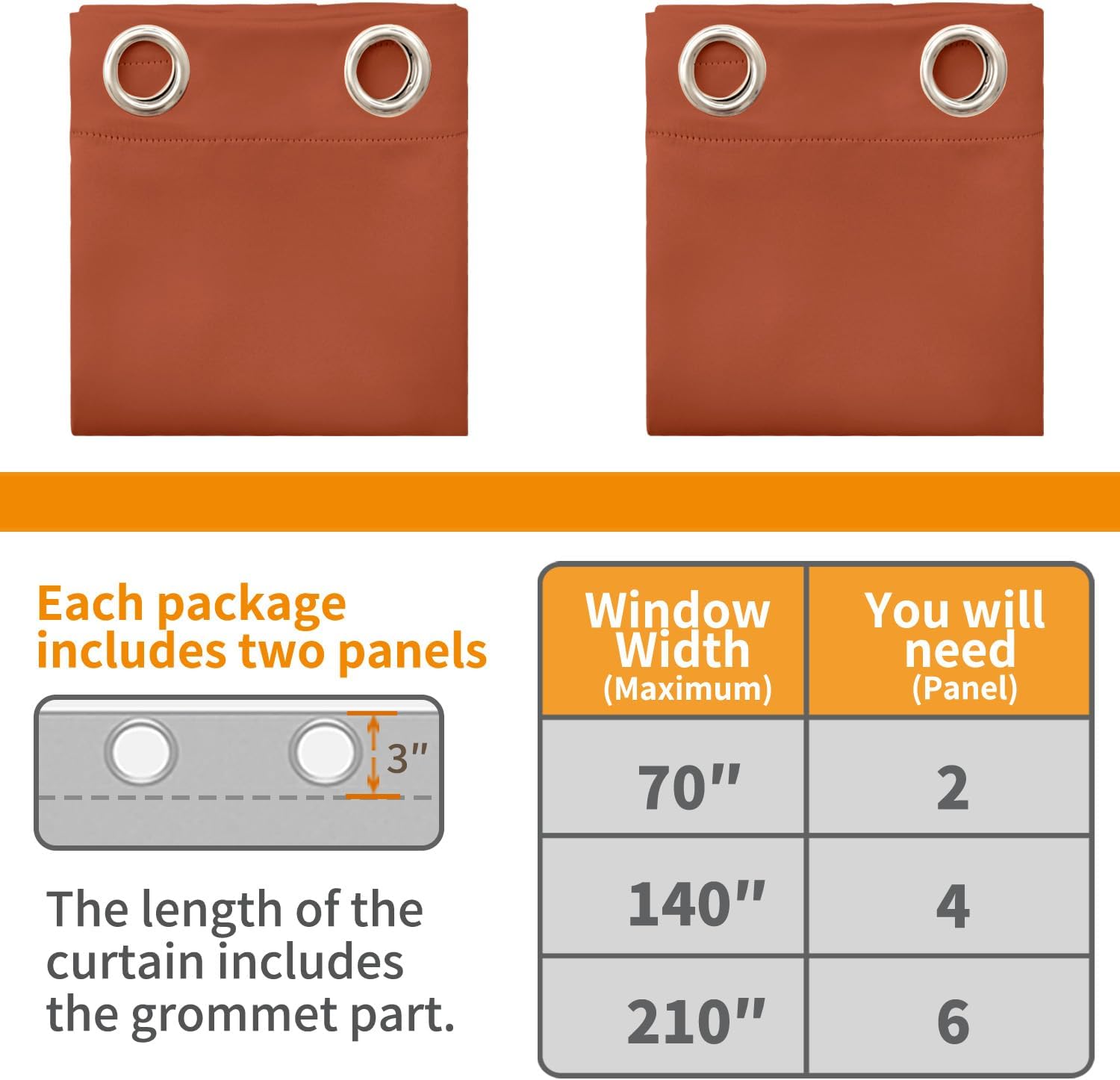 YoungsTex Terracotta Blackout Curtains 84 Inches Length for Living Room - Burnt Orange Thermal Insulated Drapes with Grommet Room Darkening…