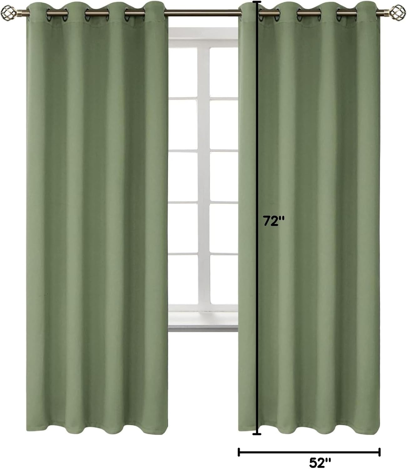 BGment Room Darkening Curtains 72 Inches Long - Grommet Thermal Insulated Drapes Window Treatment Curtains for Bedroom, 2 Panels, 52 x 72 I…