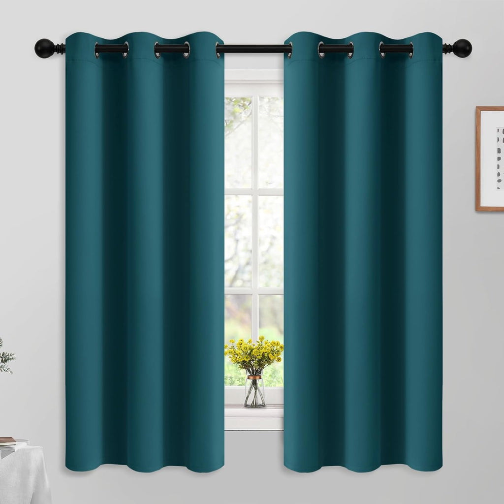 Yakamok Blackout Curtains for Bedroom 2 Panels Set 63 Inch Length Thermal Insulated Room Darkening Dark Black Out Drapery Grommet Window…