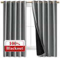 Nicetown 100% Blackout Curtains with Black Liners, Thermal Insulated Full Blackout 2-Layer Lined Drapes, Energy Efficiency Window Draperies…