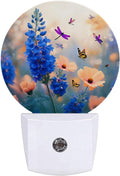 Blue Flower Butterfly Dragonfly Night Light Plug-in Sleep Lamp Led Dusk to Dawn Night Light for Bedroom