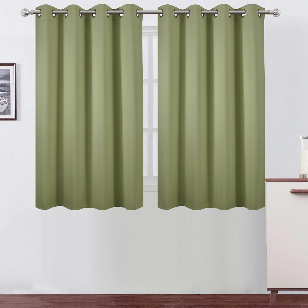 Lemomo Sage Green Thermal Blackout Curtains/52 x 45 Inch/Set of 2 Panels Room Darkening Curtains 45 Inch Green