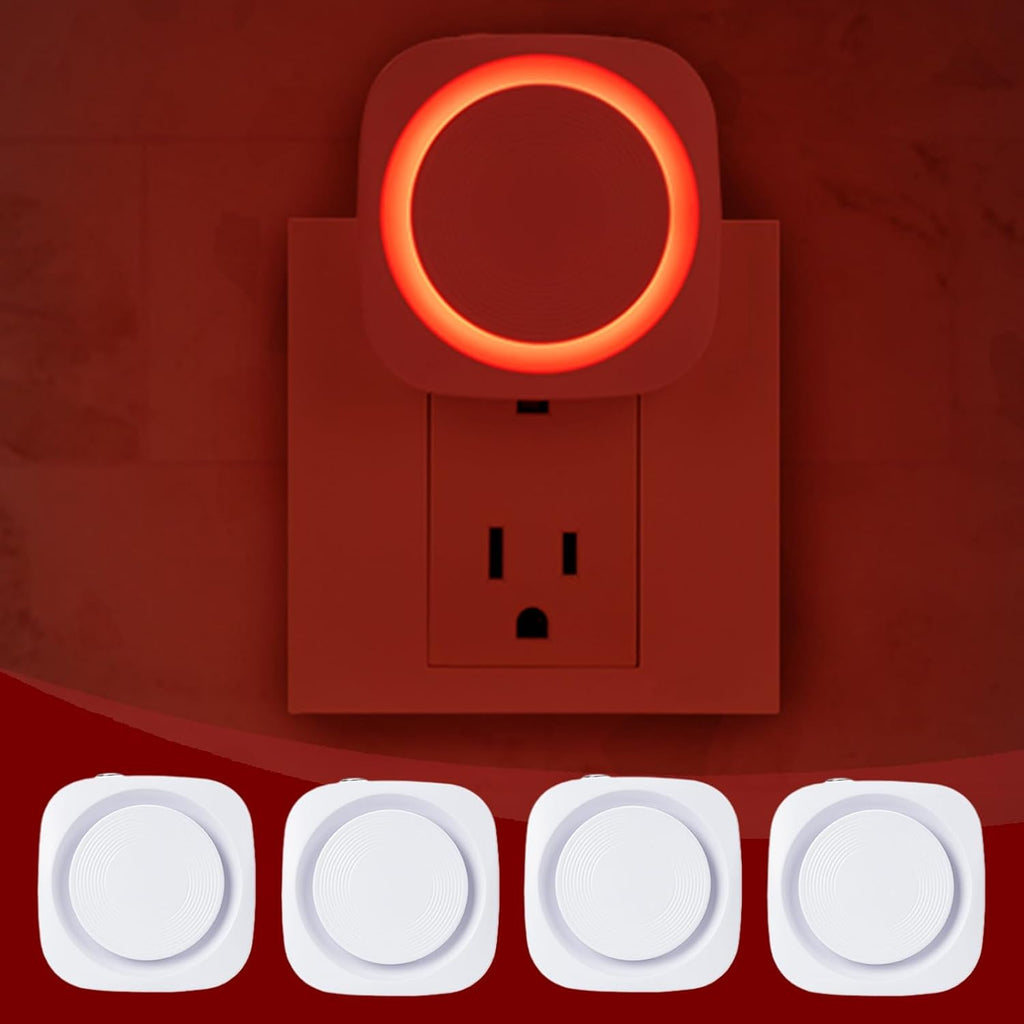 Red Night Lights Plug in to Wall,4 Packs Dimmable Night Light with Auto Dusk to Dawn Sensor, Soft Glow Night Light for Bathroom…