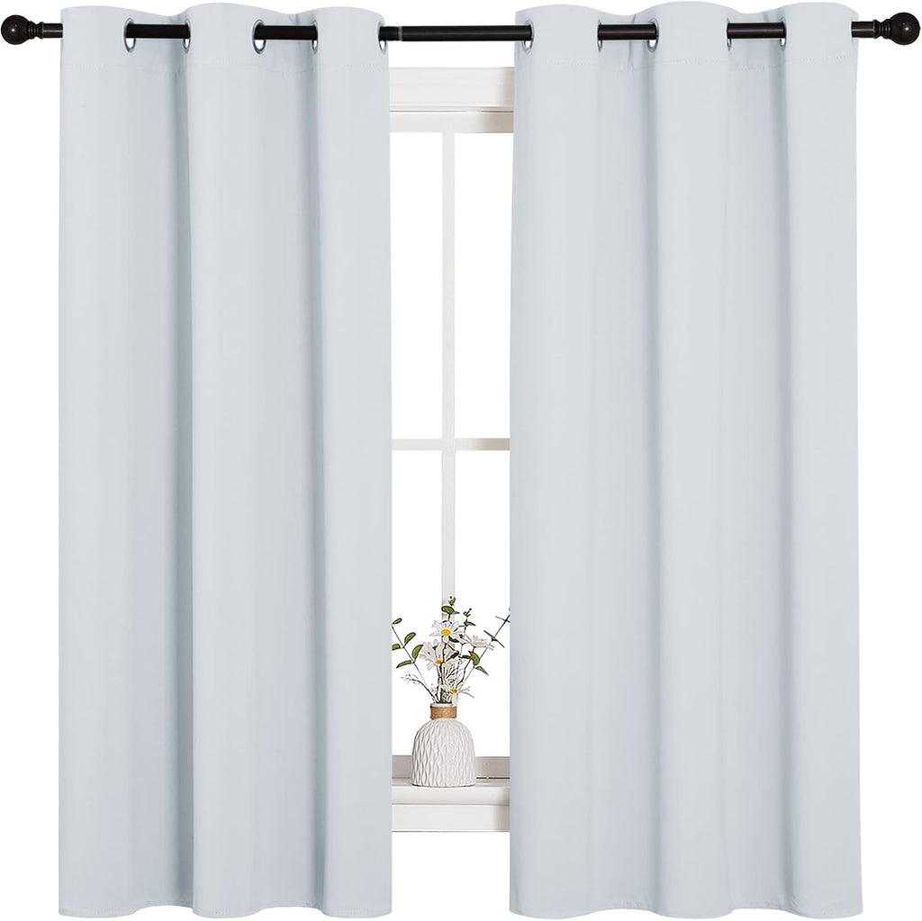 NICETOWN Window Treatment Thermal Insulated Grommet Room Darkening Curtains Drapes for Bedroom(2 Panels,42 by 63, Platinum-Greyish White)