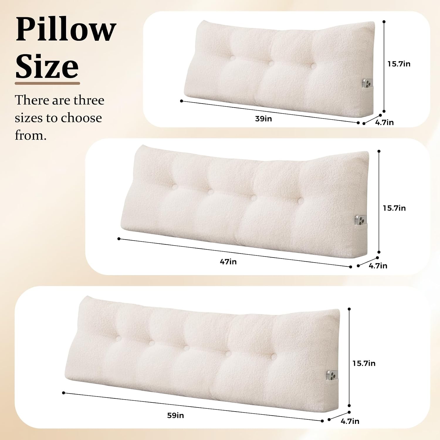 Wedge Headboard Pillows for Sitting Up in Bed Large Teddy Fleece Bolster Cushion Daybed Pillow Lumbar Support Leg Positioning…