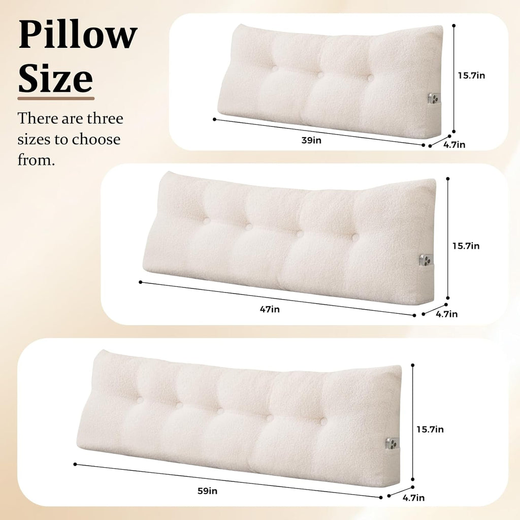 Reading Bed Rest Pillow with Side Pocket for Daybed Resting Reading Large Bolster Cushion Headboard Backrest Wedge Pillow Twin for…