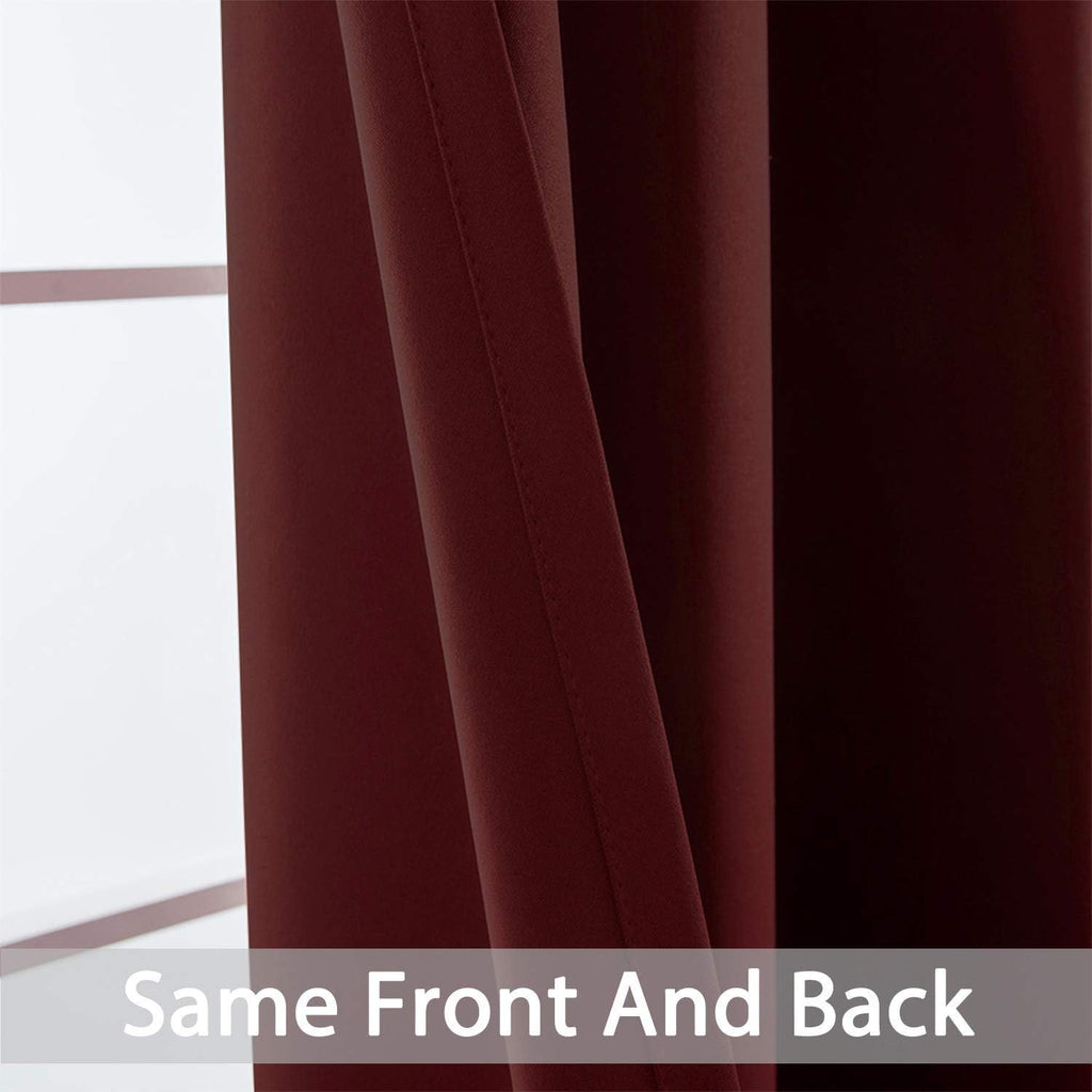 Yakamok Blackout Curtains for Bedroom, Thermal Insulated Blackout Window Curtains with Grommet Top for Living Room- Burgundy Red- 52W x…