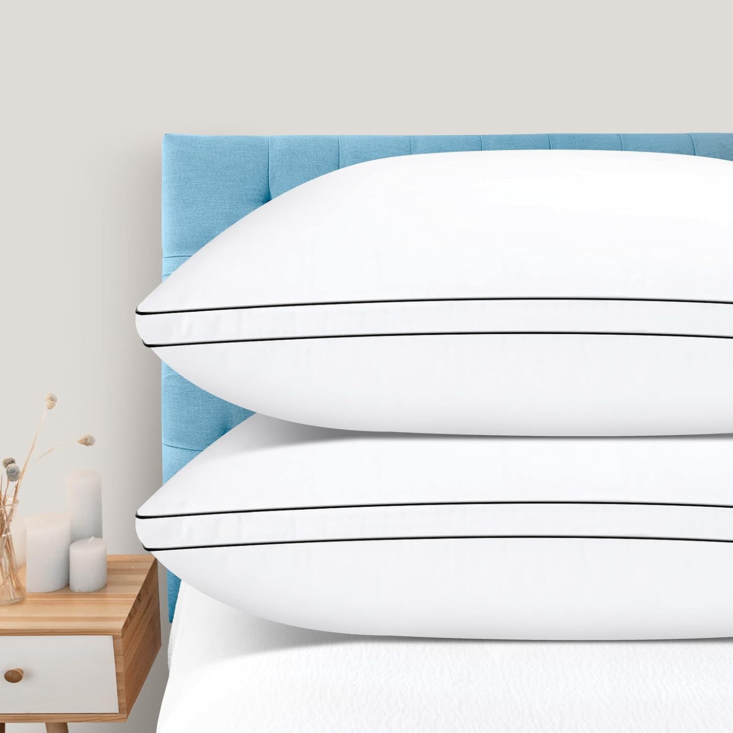 DolceLuna Pillows Queen Size Set of 2, Bed Pillows for Sleeping 2 Pack, Queen Pillows Down Alternative Hotel Luxury Pillow for Side and Bac…