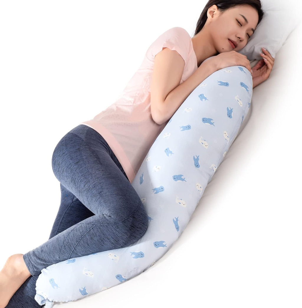 BYRIVER Firm C Shaped Body Pillow for Side Sleeping Women Men, Cooling Pregnancy Pillows for Sleeping, Washable Jersey Cotton Cover…