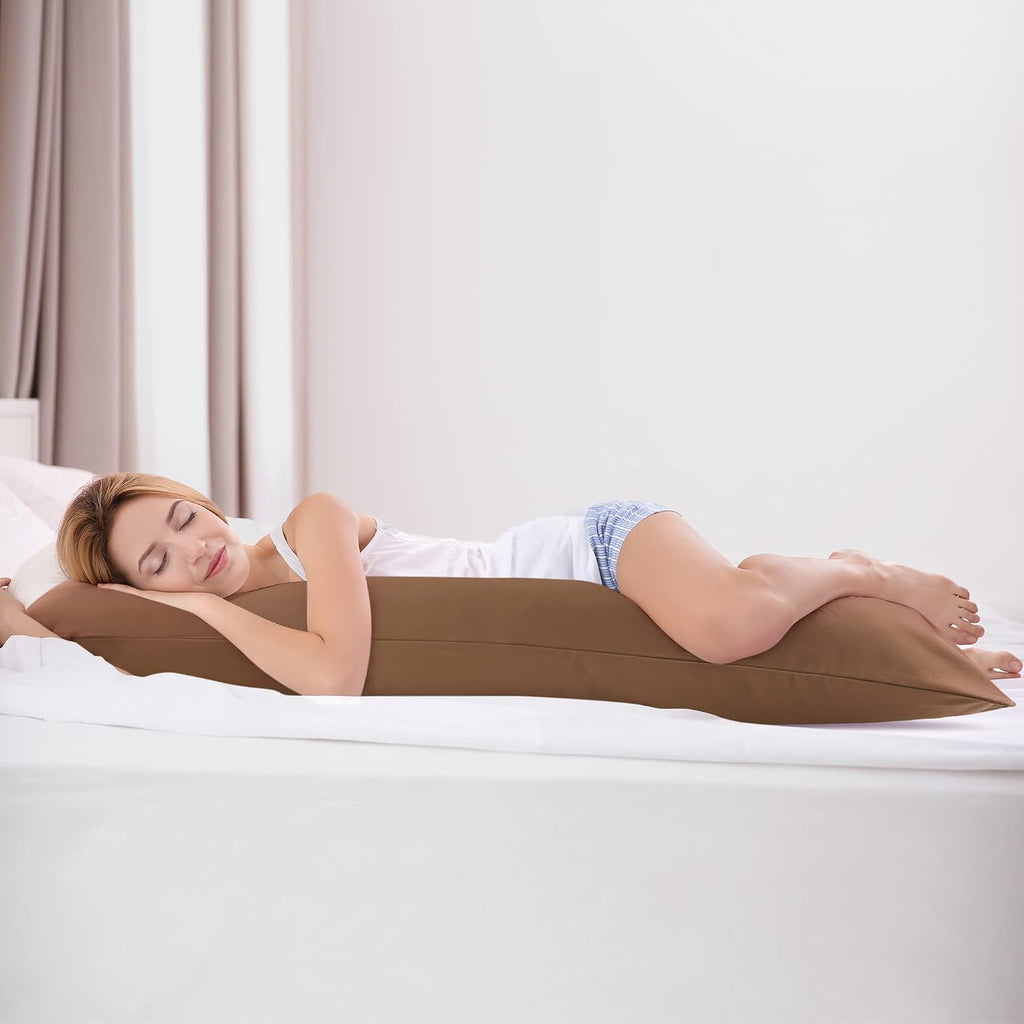 uxcell Soft Microfiber Body Pillow Cover with Zipper Closure, Long Pillow Cases for Body Pillows Weave for 90 GSM Polyester, Brown Body (20…