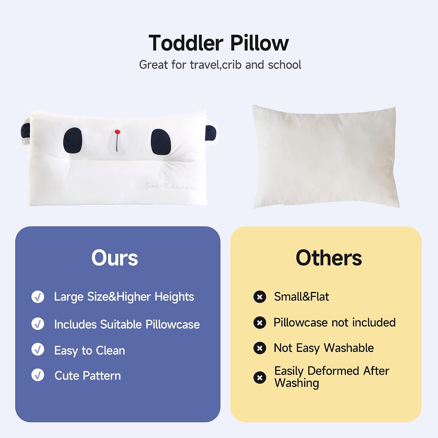 ChocChick Choc chick Toddler Pillow,20X12Inches Machine Washable Soft Hypoallergenic Kids Pillows, Child Cute Animal Design Perfect Toddler…