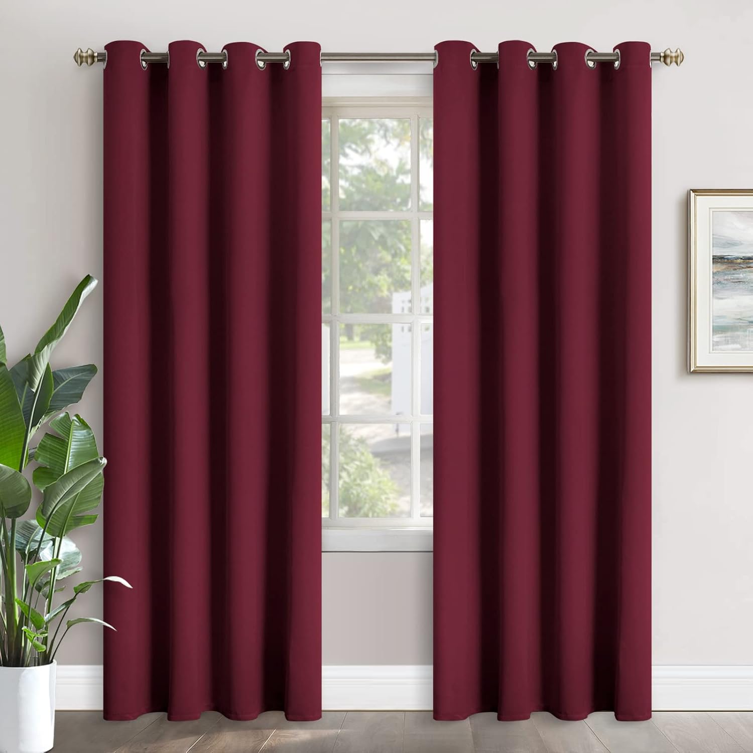YoungsTex Burgundy Blackout Curtains 95 Inch Length for Bedroom - Extra Long Thermal Insulated Drapes with Grommet Room Darkening Christmas…