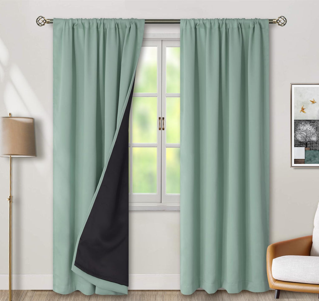 BGment Blackout Curtains with Thermal Insulation Liner Curtains 84 Inches Long, Rod Pocket and Back Tab Double Layer Room Darkening…