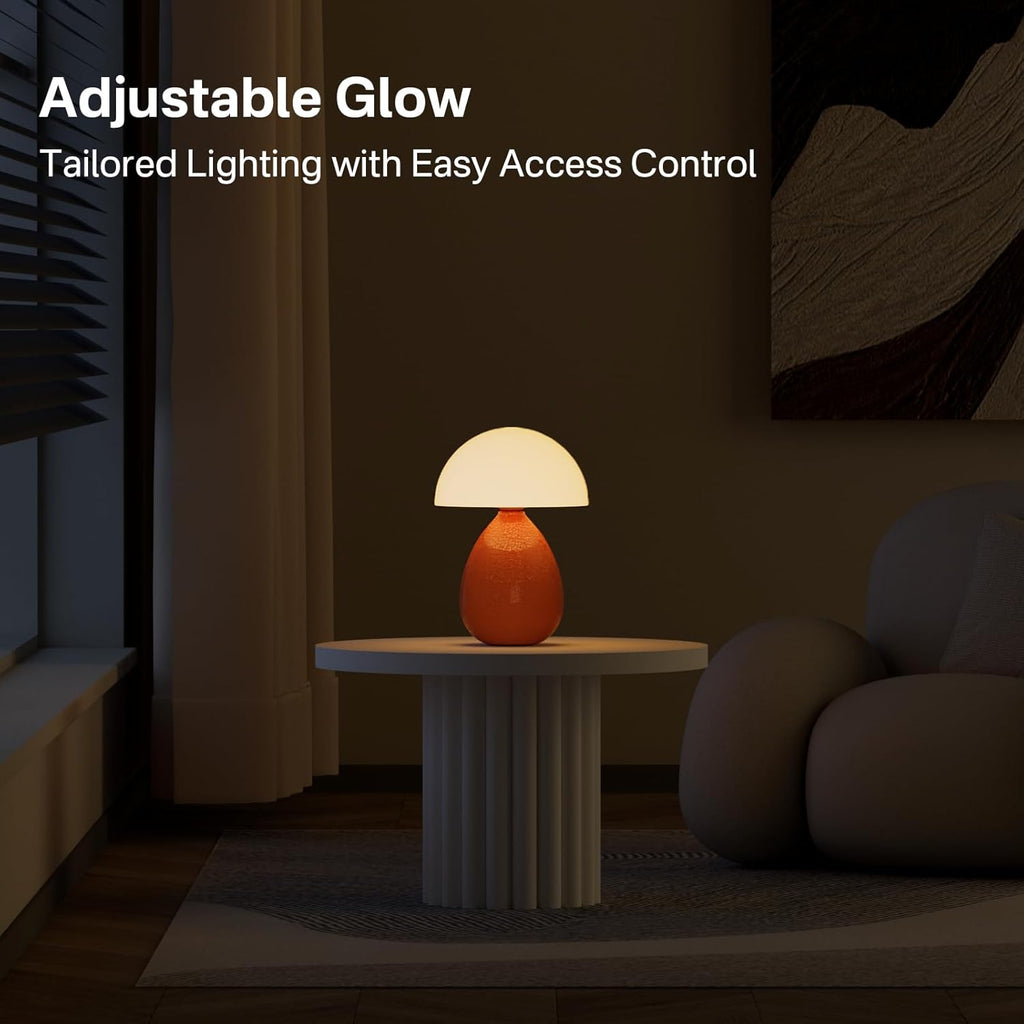 Dawnwake Mushroom Lamp Table Lamp for Bedroom, Ice Crackle Desk Lamp Bedside Small Lamps for Living Room Night Stands, Table Lamps Cute…