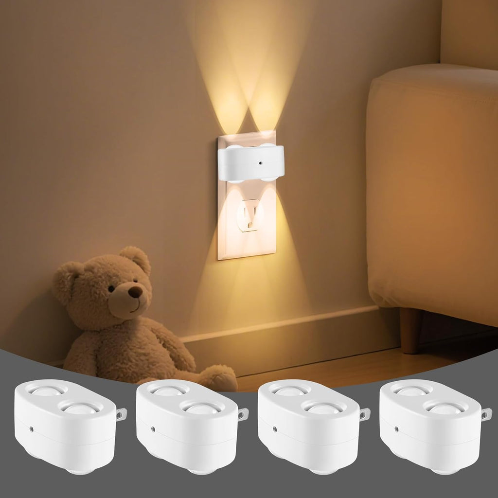 BMXKPO 4Pack LED Night Light Plug into Wall, Plug in Night Light, Dusk to Dawn Light Sensor,3000K Soft White for Hallway Bedroom Stairway