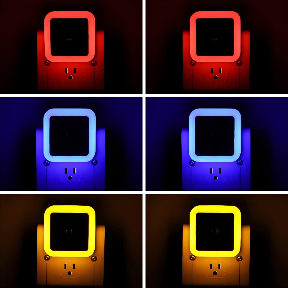 KINUR 6 Pack LED Night Light, LED Night Lights Plug into Wall with Dusk to Dawn sensors for Bathroom, Baby Nursery, Stair Lights, Hallway…
