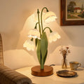 Flower Table Lamp for Bedroom, Cute Reading Light with 5 White Tulip Flower of The Valley, Desk Lamp Bedside Lamps for Nightstands Home…