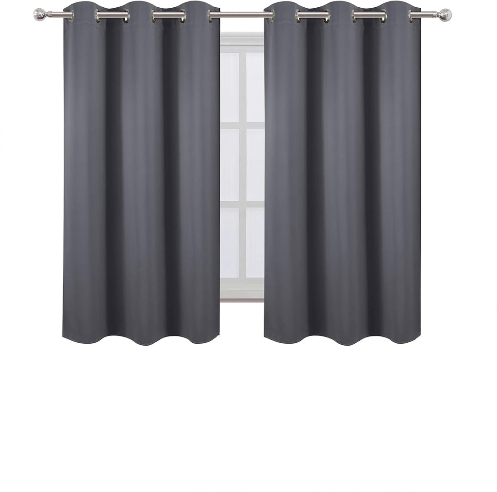 Lemomo Blackout Curtains 40 x 63 inch/Grey Curtains Set of 2 Panels/Thermal Insulated Room Darkening Bedroom Curtains 63 inch Grey
