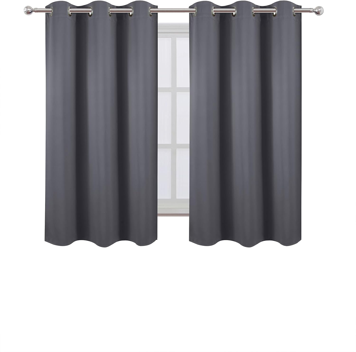 Lemomo Blackout Curtains 40 x 63 inch/Grey Curtains Set of 2 Panels/Thermal Insulated Room Darkening Bedroom Curtains 63 inch Grey