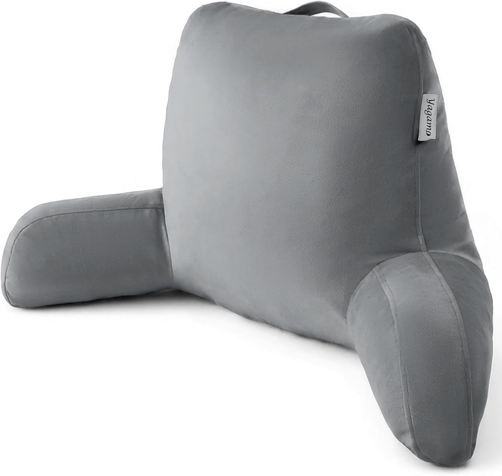 Reading Pillow for Bed Sitting Up, Adults and Teens Backrest with Arms, Velvet Back Support Pillow for Sitting on Sofa, Couch with…