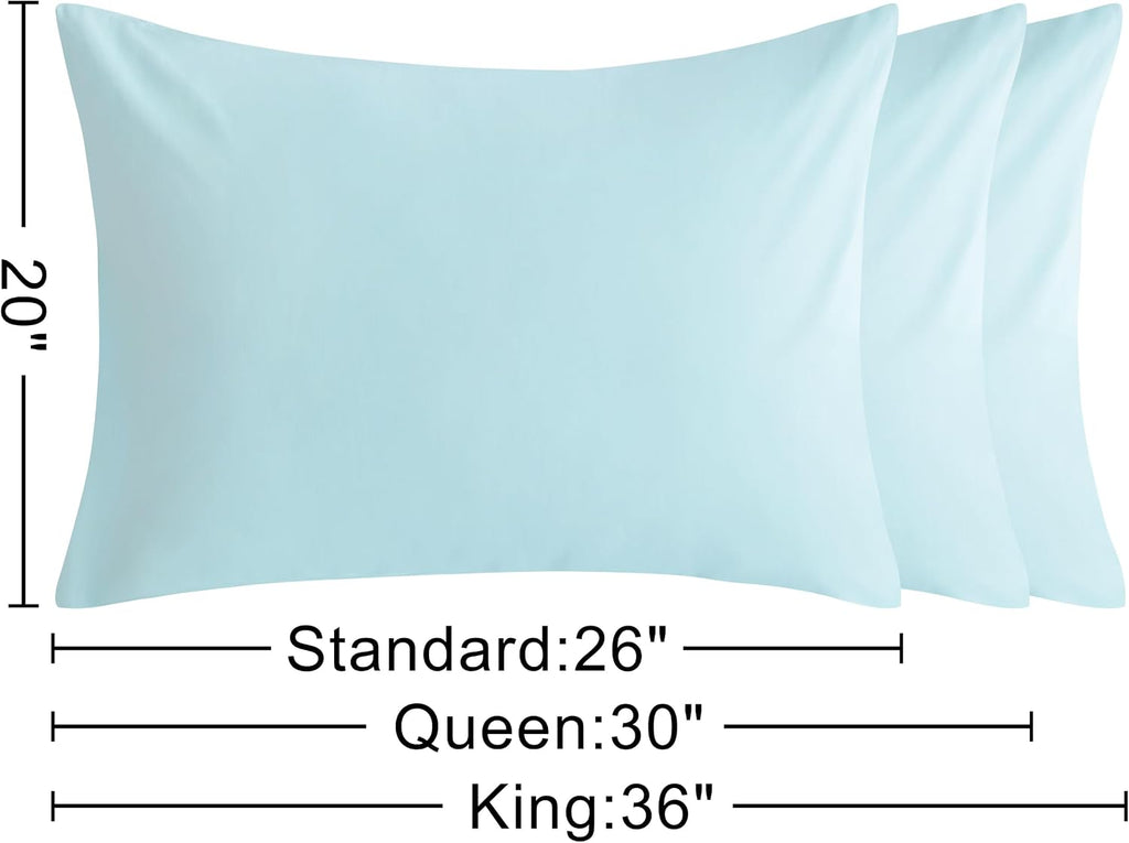 Ntbay Queen Cotton Pillowcases - Envelope Closure 20x30 Pillowcases Set of 2, Breathable and Soft Bed Pillow Cases, Aqua Cotton