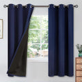 YoungsTex 100% Blackout Curtains Thermal Insulated Grommet Top Total Blackout Window Curtains for Bedroom with Black Back, 2 Panels, Navy,…