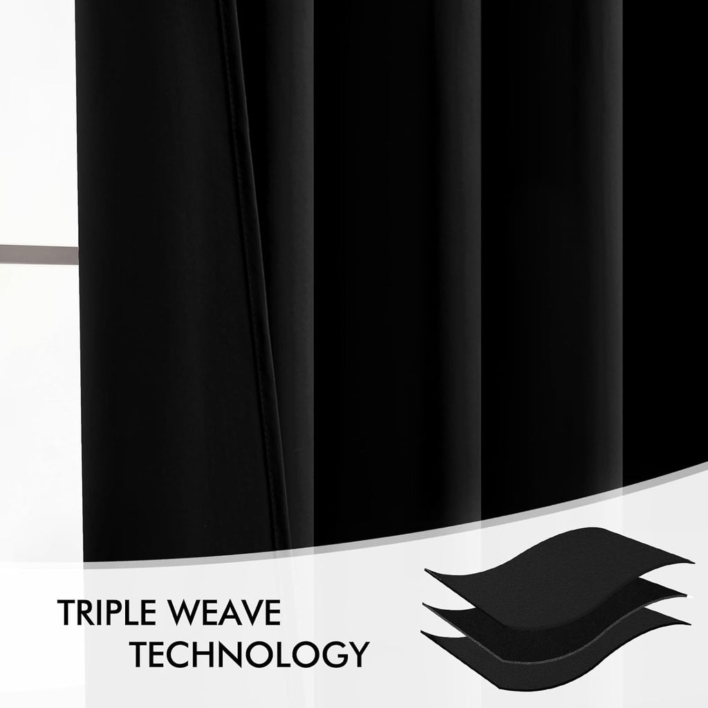 Miulee Back Tab Blackout Curtains 92 Inch Long 2 Panels Set for Living Room Bedroom, Halloween Black Rod Pocket/Pinch Pleated Thermal Insul…